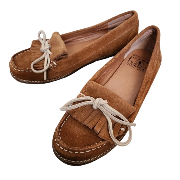 Lucky brand brown suade moccasin loafers - Picture 1 of 8